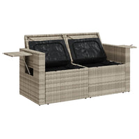 Thumbnail for Gartensofa mit Kissen 2-Sitzer Hellgrau Poly Rattan