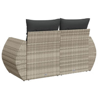 Thumbnail for Gartensofa mit Kissen 2-Sitzer Hellgrau Poly Rattan