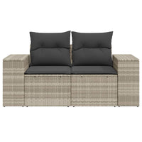 Thumbnail for Gartensofa mit Kissen 2-Sitzer Hellgrau Poly Rattan
