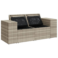 Thumbnail for Gartensofa mit Kissen 2-Sitzer Hellgrau Poly Rattan