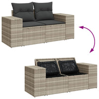 Thumbnail for Gartensofa mit Kissen 2-Sitzer Hellgrau Poly Rattan