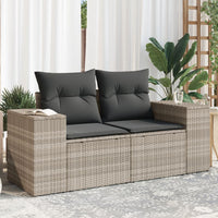 Thumbnail for Gartensofa mit Kissen 2-Sitzer Hellgrau Poly Rattan