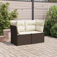 Thumbnail for Gartensofa mit Kissen 2-Sitzer Braun Poly Rattan
