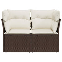 Thumbnail for Gartensofa mit Kissen 2-Sitzer Braun Poly Rattan