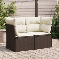 Thumbnail for Gartensofa mit Kissen 2-Sitzer Braun Poly Rattan
