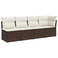 Thumbnail for Gartensofa mit Kissen 4-Sitzer Braun Poly Rattan