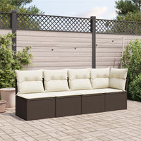 Thumbnail for Gartensofa mit Kissen 4-Sitzer Braun Poly Rattan