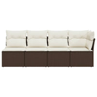 Thumbnail for Gartensofa mit Kissen 4-Sitzer Braun Poly Rattan