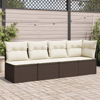 Thumbnail for Gartensofa mit Kissen 4-Sitzer Braun Poly Rattan