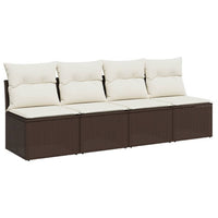 Thumbnail for Gartensofa mit Kissen 4-Sitzer Braun Poly Rattan