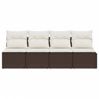Thumbnail for Gartensofa mit Kissen 4-Sitzer Braun Poly Rattan