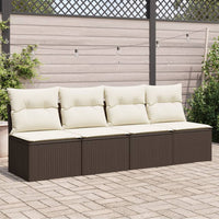 Thumbnail for Gartensofa mit Kissen 4-Sitzer Braun Poly Rattan