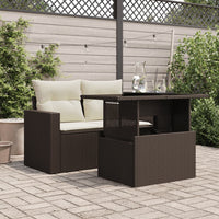 Thumbnail for Gartentisch mit Glasplatte Braun 100x55x73 cm Poly Rattan