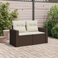 Thumbnail for Gartensofa mit Kissen 2-Sitzer Braun Poly Rattan