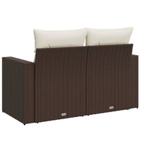 Thumbnail for Gartensofa mit Kissen 2-Sitzer Braun Poly Rattan