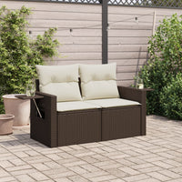 Thumbnail for Gartensofa mit Kissen 2-Sitzer Braun Poly Rattan