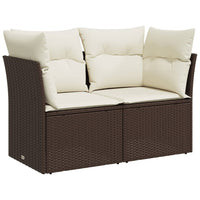 Thumbnail for Gartensofa mit Kissen 2-Sitzer Braun Poly Rattan