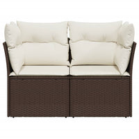 Thumbnail for Gartensofa mit Kissen 2-Sitzer Braun Poly Rattan
