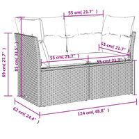 Thumbnail for Gartensofa mit Kissen 2-Sitzer Braun Poly Rattan