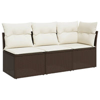 Thumbnail for Gartensofa mit Kissen 3-Sitzer Braun Poly Rattan