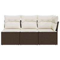 Thumbnail for Gartensofa mit Kissen 3-Sitzer Braun Poly Rattan