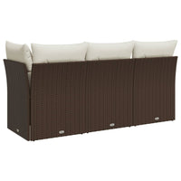 Thumbnail for Gartensofa mit Kissen 3-Sitzer Braun Poly Rattan
