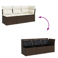 Thumbnail for Gartensofa mit Kissen 3-Sitzer Braun Poly Rattan