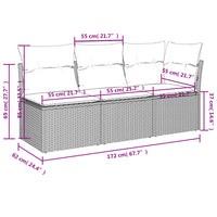 Thumbnail for Gartensofa mit Kissen 3-Sitzer Braun Poly Rattan