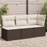 Thumbnail for Gartensofa mit Kissen 3-Sitzer Braun Poly Rattan