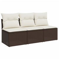 Thumbnail for Gartensofa mit Kissen 3-Sitzer Braun Poly Rattan
