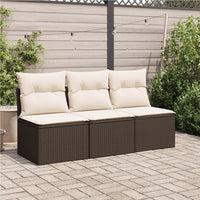Thumbnail for Gartensofa mit Kissen 3-Sitzer Braun Poly Rattan