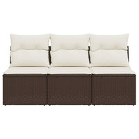 Thumbnail for Gartensofa mit Kissen 3-Sitzer Braun Poly Rattan