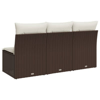 Thumbnail for Gartensofa mit Kissen 3-Sitzer Braun Poly Rattan