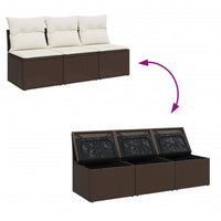 Thumbnail for Gartensofa mit Kissen 3-Sitzer Braun Poly Rattan