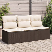 Thumbnail for Gartensofa mit Kissen 3-Sitzer Braun Poly Rattan