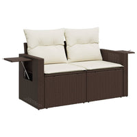 Thumbnail for Gartensofa mit Kissen 2-Sitzer Braun Poly Rattan