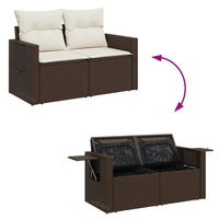 Thumbnail for Gartensofa mit Kissen 2-Sitzer Braun Poly Rattan