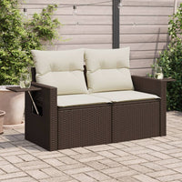 Thumbnail for Gartensofa mit Kissen 2-Sitzer Braun Poly Rattan