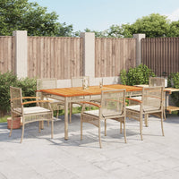 Thumbnail for 7-tlg. Garten-Essgruppe mit Kissen Beige Poly Rattan