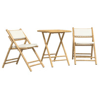 Thumbnail for 3-tlg. Bistro-Set Klappbar mit Cremeweißen Kissen Bambus