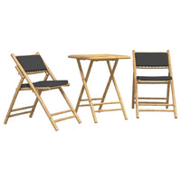 Thumbnail for 3-tlg. Bistro-Set Klappbar mit Dunkelgrauen Kissen Bambus