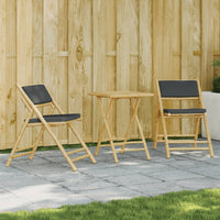 Thumbnail for 3-tlg. Bistro-Set Klappbar mit Dunkelgrauen Kissen Bambus