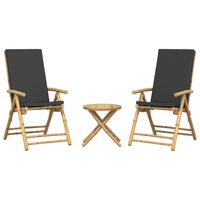 Thumbnail for 3-tlg. Bistro-Set Klappbar mit Dunkelgrauen Kissen Bambus