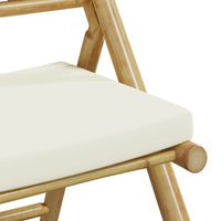 Thumbnail for 3-tlg. Bistro-Set Klappbar mit Cremeweißen Kissen Bambus