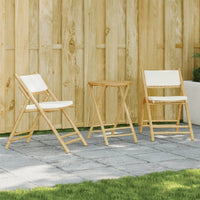 Thumbnail for 3-tlg. Bistro-Set Klappbar mit Cremeweißen Kissen Bambus