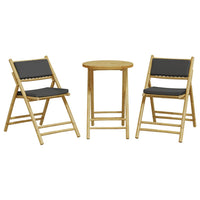 Thumbnail for 3-tlg. Bistro-Set Klappbar mit Dunkelgrauen Kissen Bambus