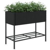Thumbnail for Hochbeete mit Ablage 2 Stk. Schwarz 90x40x75 cm Poly Rattan