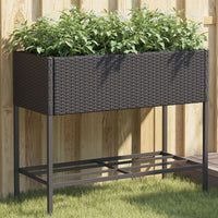 Thumbnail for Hochbeete mit Ablage 2 Stk. Schwarz 90x40x75 cm Poly Rattan