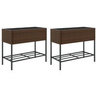 Thumbnail for Hochbeete mit Ablage 2 Stk. Braun 90x40x75 cm Poly Rattan