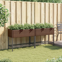 Thumbnail for Hochbeete mit Ablage 2 Stk. Braun 90x40x75 cm Poly Rattan